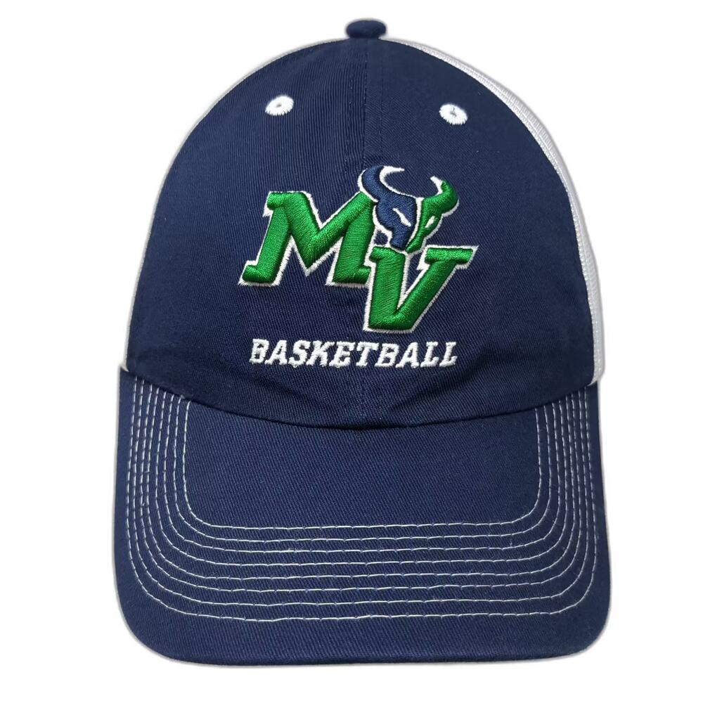 Fahrenheit Blue White MV Basketball Logo Mesh Adjustable Baseball Cap Hat OS